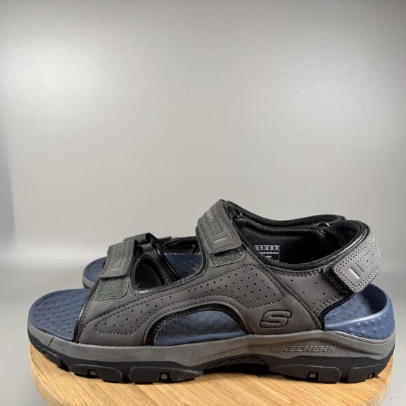 S Skechers Men's Relaxed Fit Tresmen Garo Sandals Grey Navy Size 12 - Picture 3 of 8
